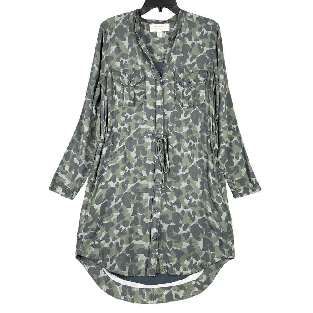 Cloth &‎ Stone Anthropologie Camo Utility Tunic Dress Trendy Streetwear Layering